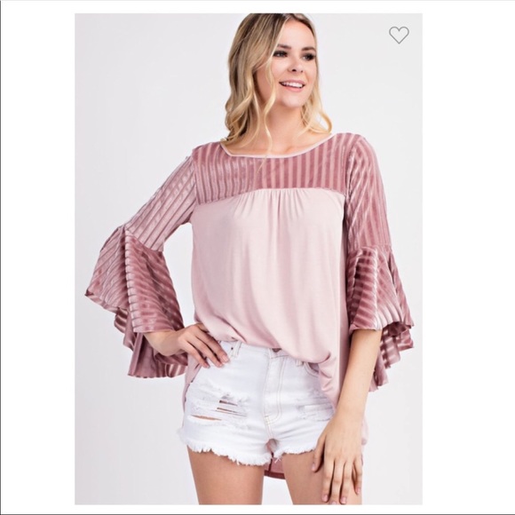 💖Beautiful ShadowVelvet Bell Sleeve Top 1- L left - Picture 7 of 8